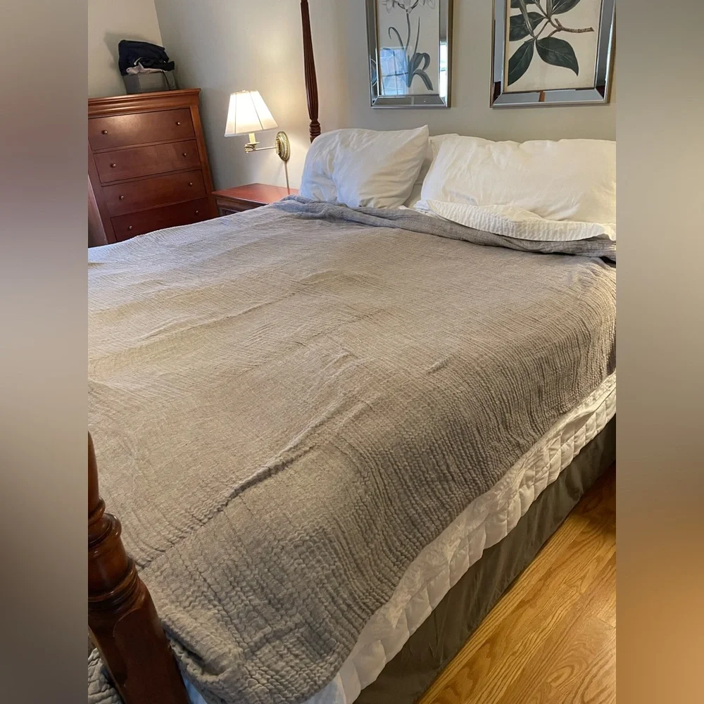 Pottery Barn Neutral Gray Woven Throw